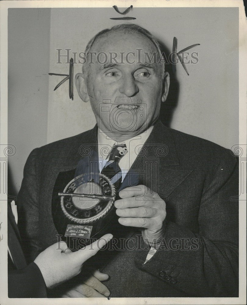 1950 Press Photo John J. Obrien Co chairman round table - Historic Images