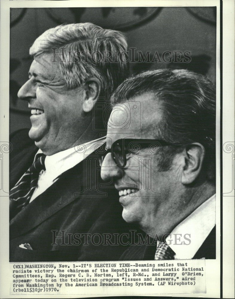 1970 Press Photo Larry OBrien Rogers Morton elections - Historic Images