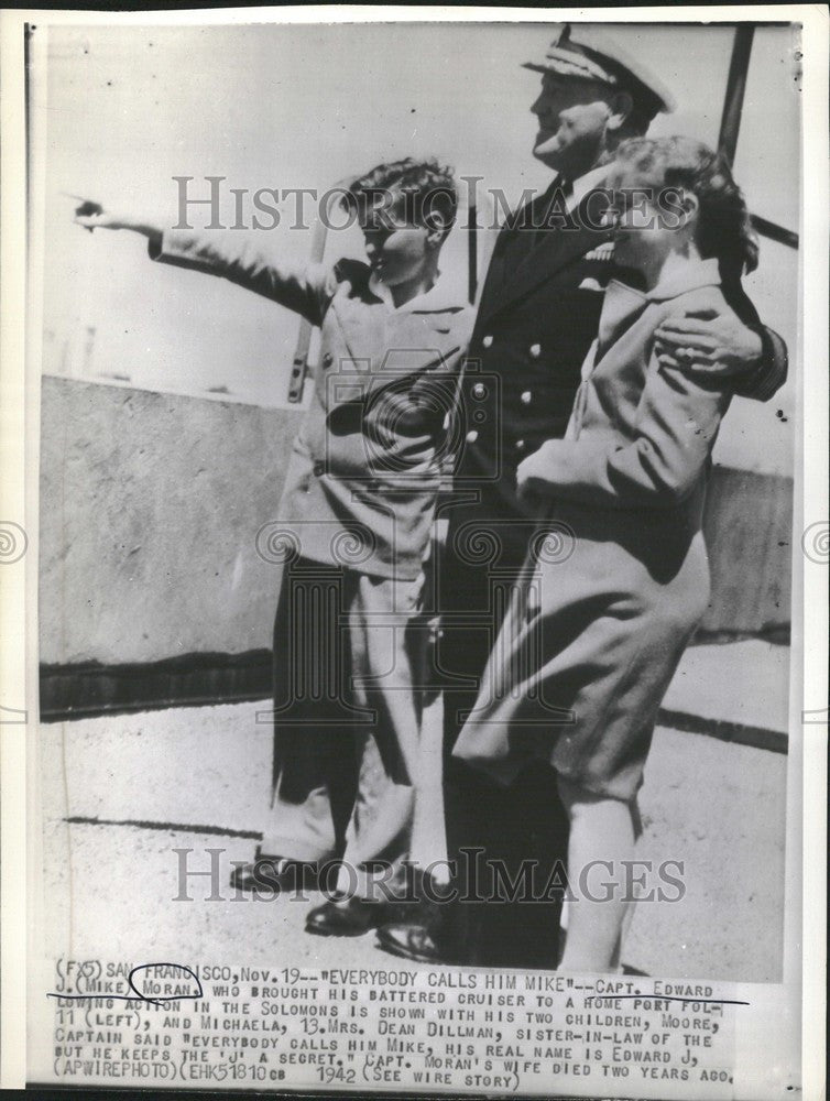 1942 Press Photo Edward Mike Moran Michaela Moore - Historic Images