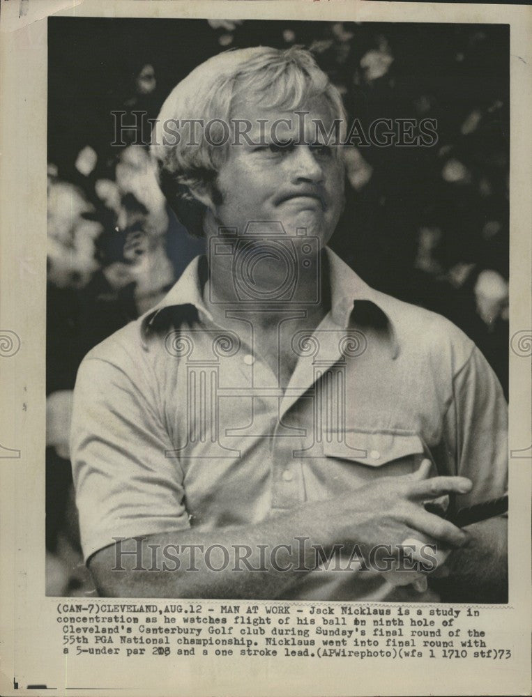 1973 Press Photo Jack Nicklaus on 9th hole of Cleveland - Historic Images