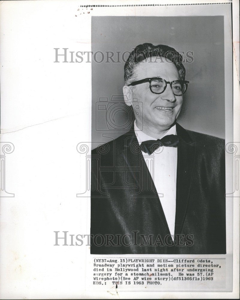 1963 Press Photo Clifford Odets playwright director - Historic Images