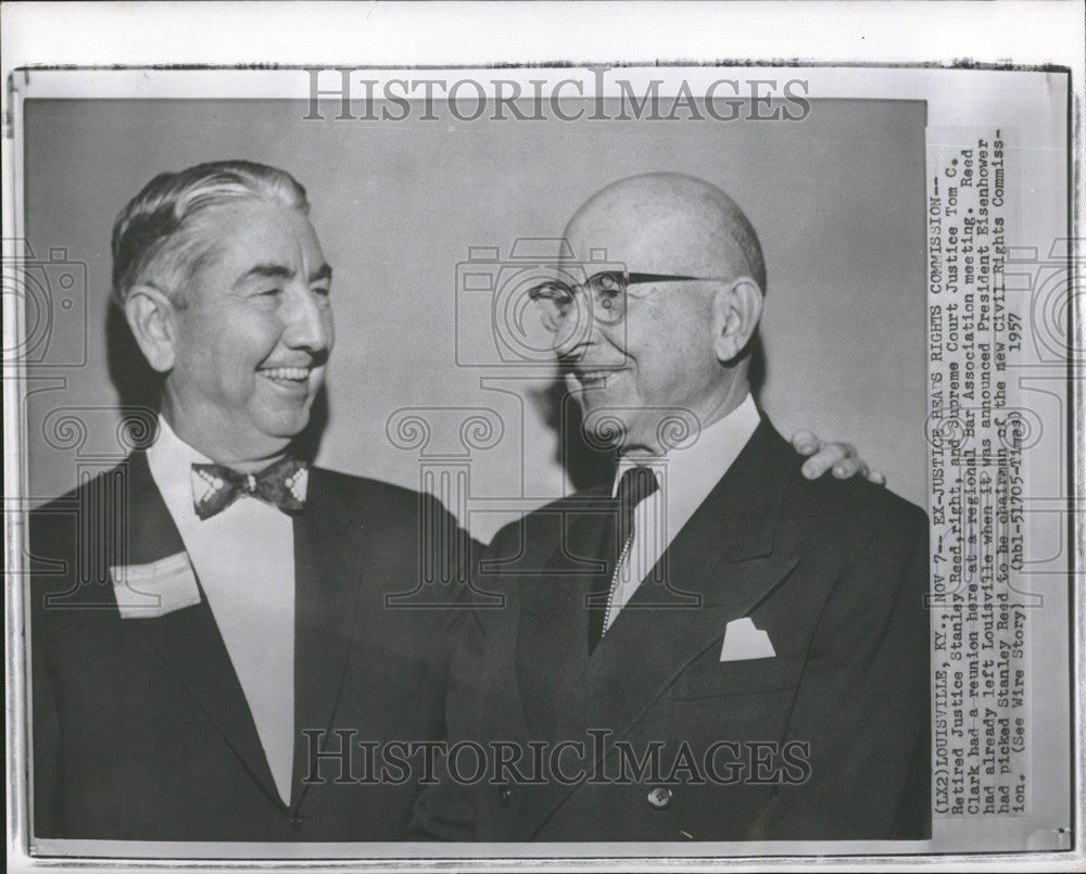 1957 Press Photo Stanley Reed Tom Clark Supreme Court - Historic Images