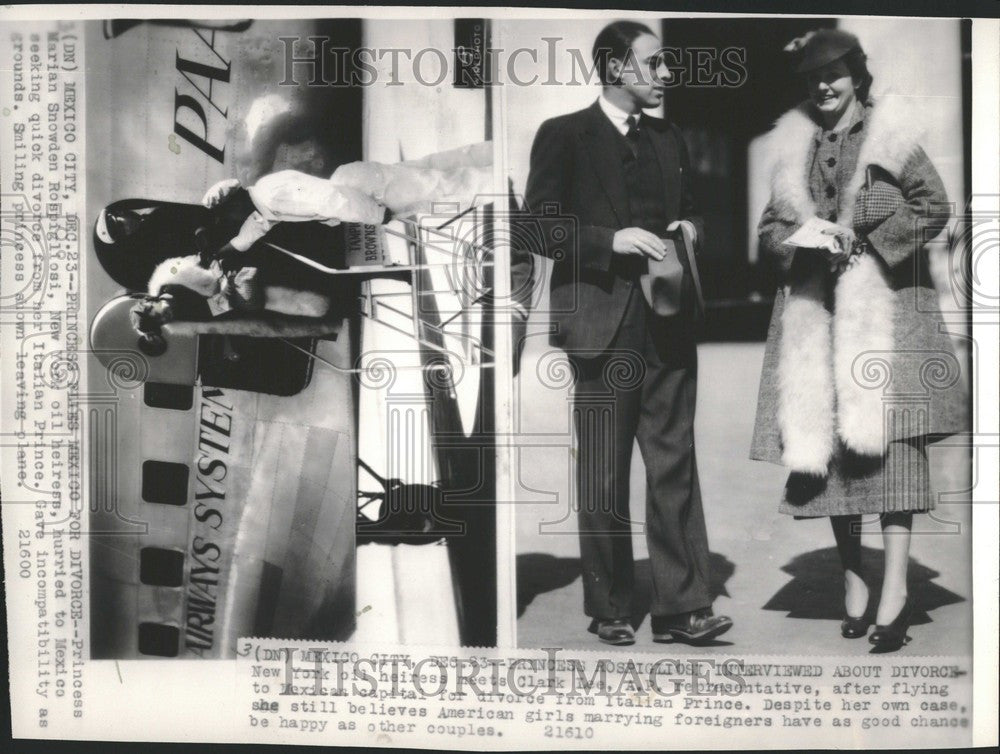 1935 Press Photo Marian Snowden Rospigliosi divorce - Historic Images