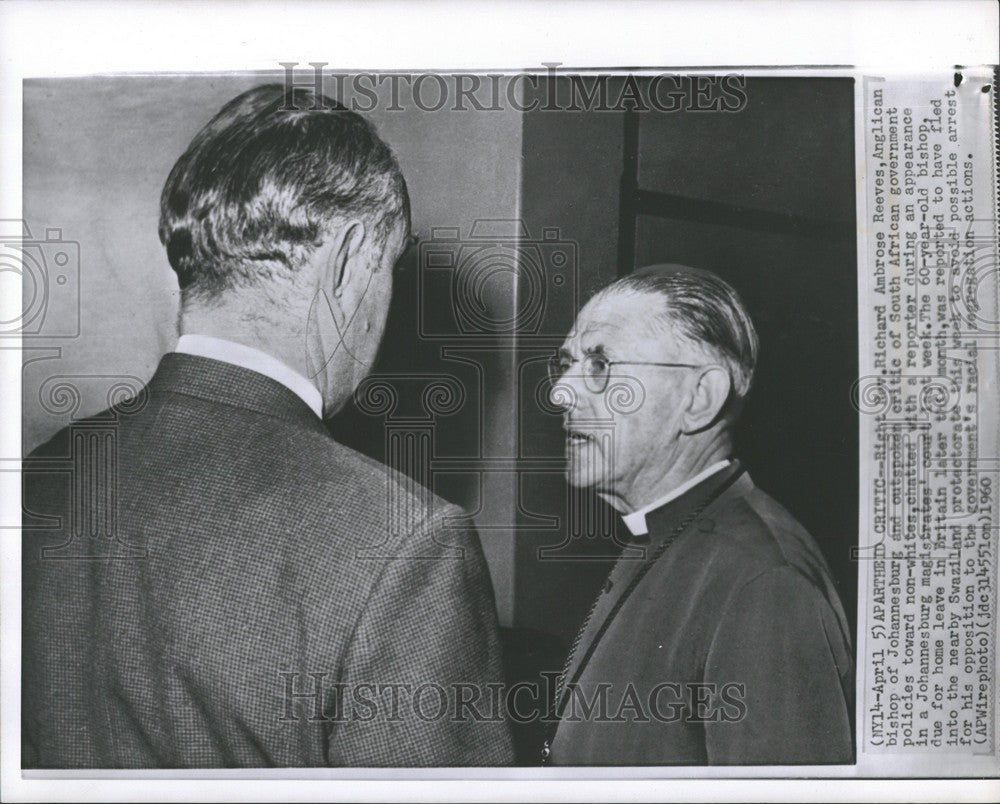 1960 Press Photo richard ambrose bishop johannesberg - Historic Images