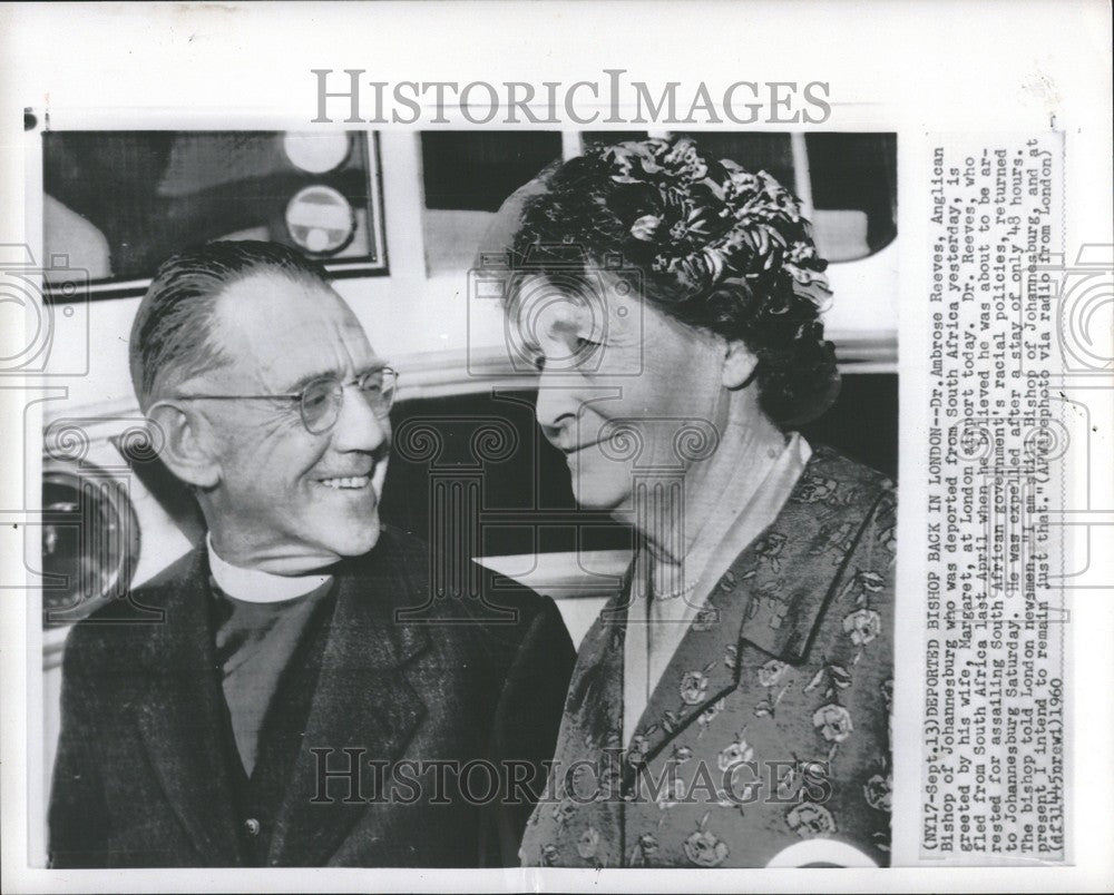 1960 Press Photo Dr. Ambrose Reeves Johannesburg Bishop - Historic Images