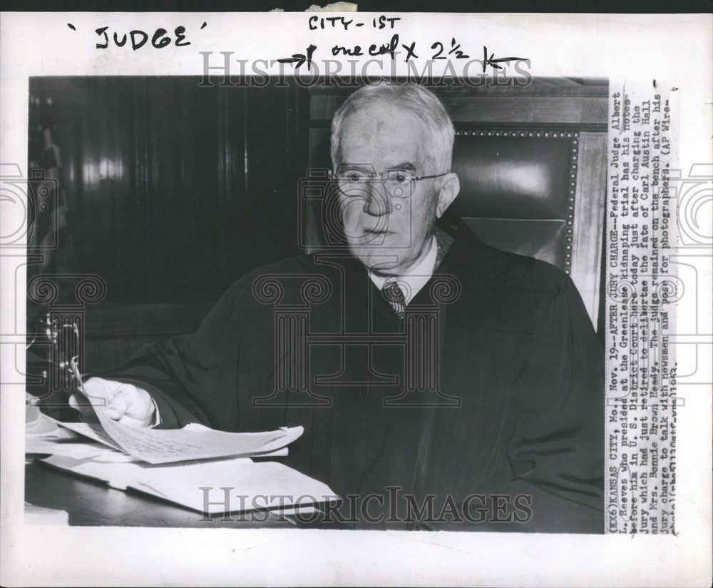 1953 Press Photo Federal Judge Albert Reeves Greenlease - Historic Images