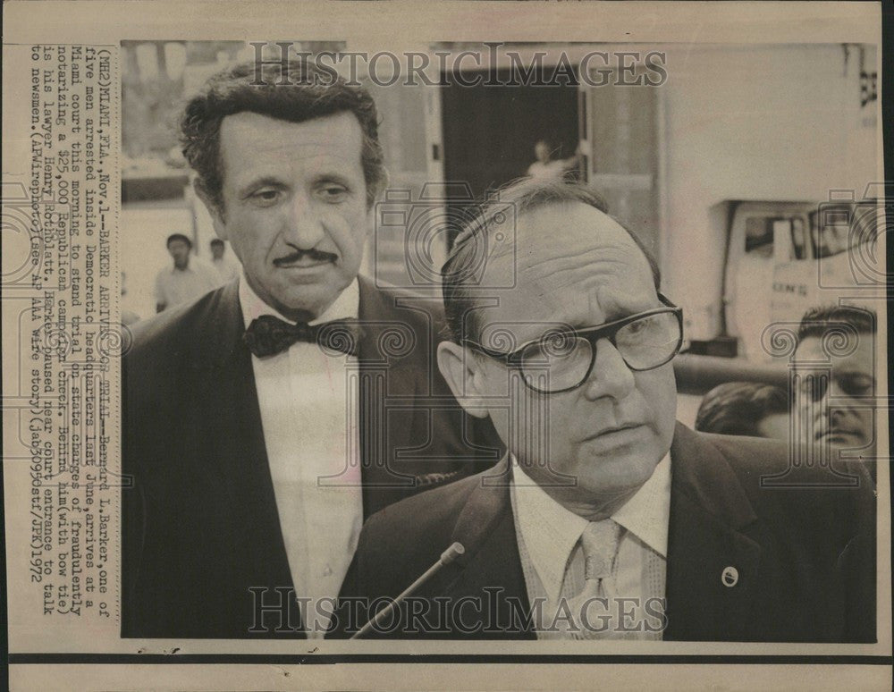 1972 Press Photo bernard barker trial miami court - Historic Images