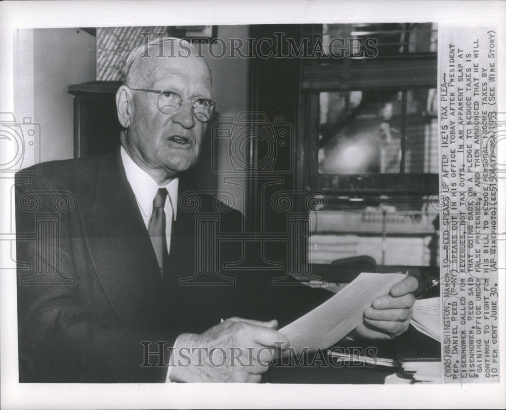 1953 Press Photo Daniel Reed New York Congressman taxes - Historic Images