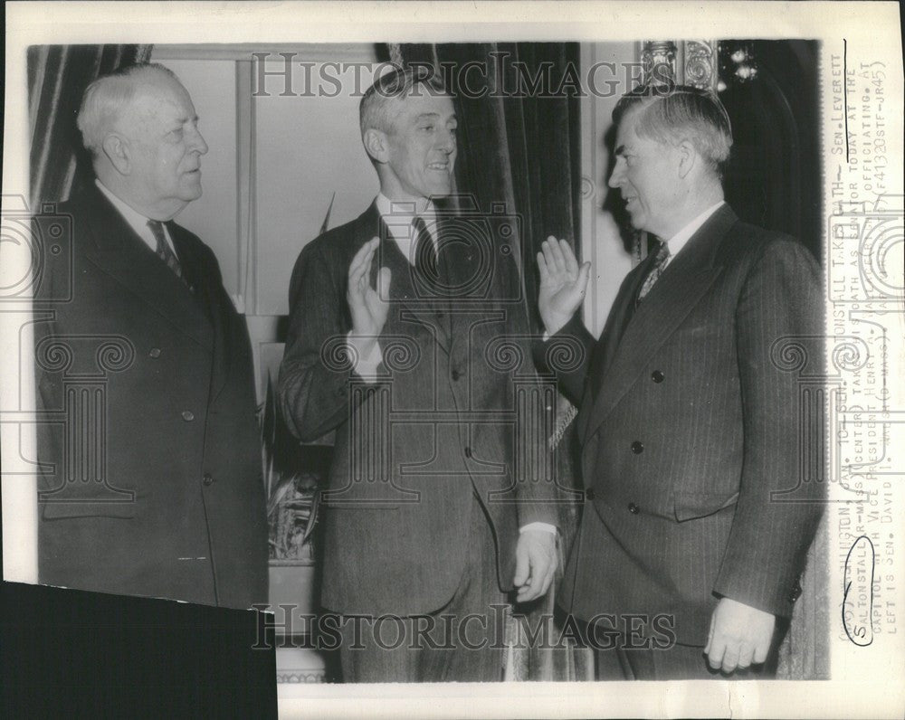 1945 Press Photo saltonstall takes oath - Historic Images