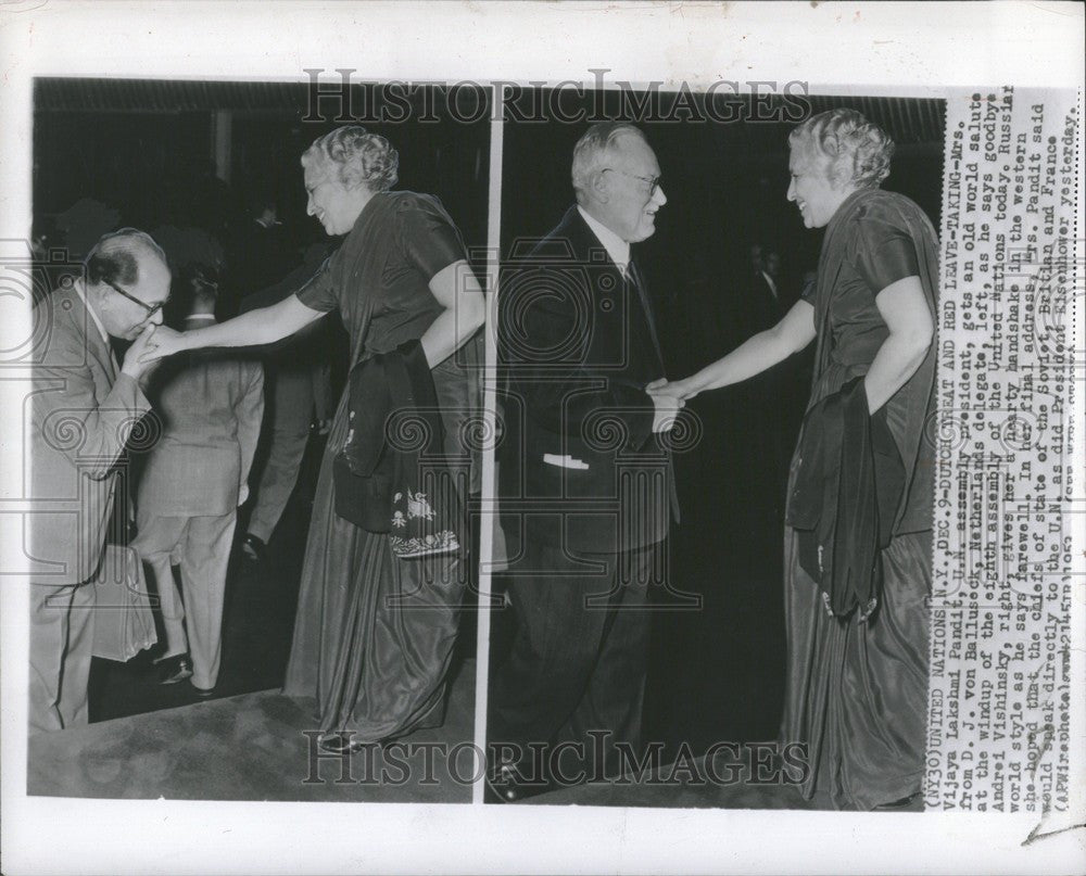 1953 Press Photo Vijaka Lakshmi Pandit, U.N. President - Historic Images