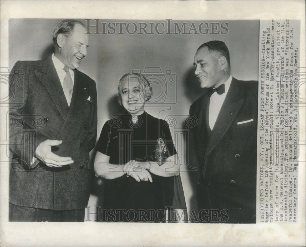 1953 Press Photo Robert Murphy Vijaya Lakshmi Pandit - Historic Images