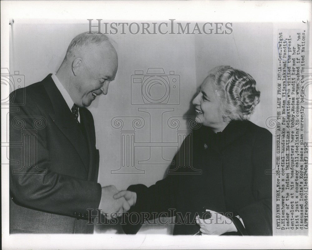 1952 Press Photo Madam Vijayalakshmi Pandit - Historic Images