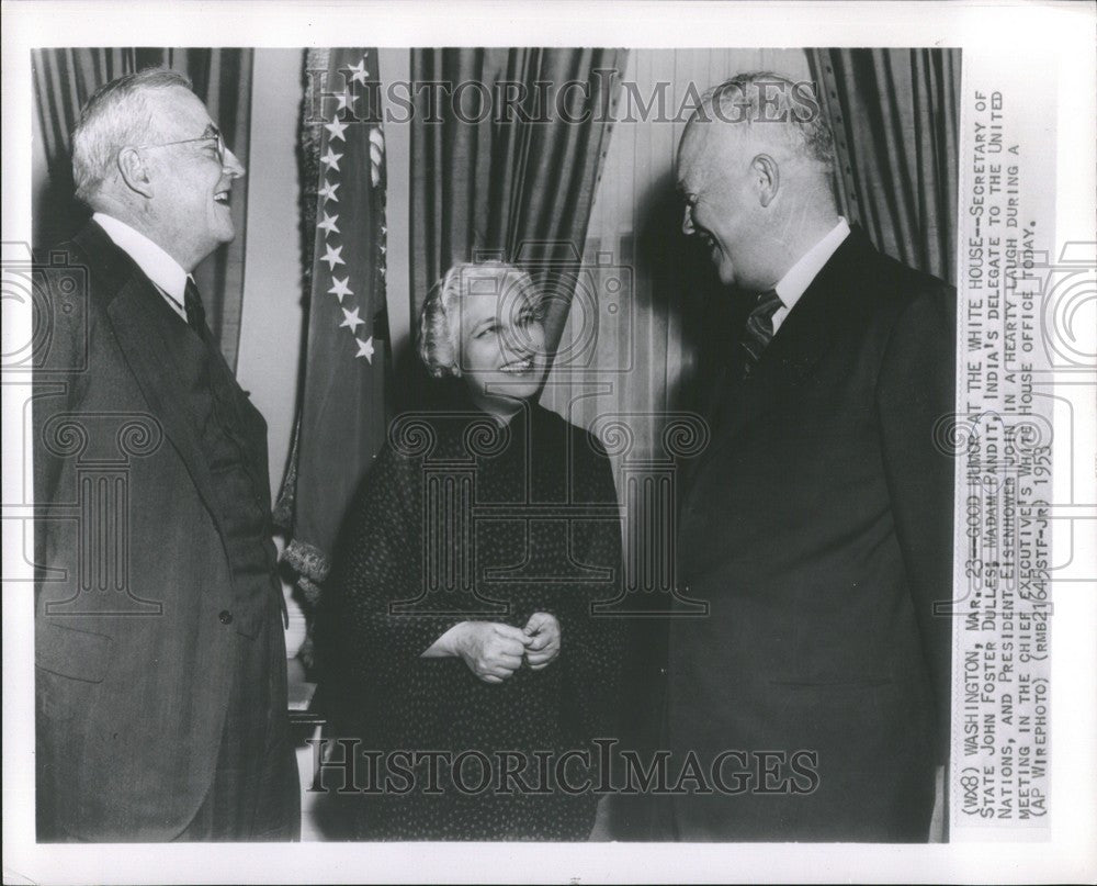 1953 Press Photo Pandit India Eisenhower Foster Dulles - Historic Images