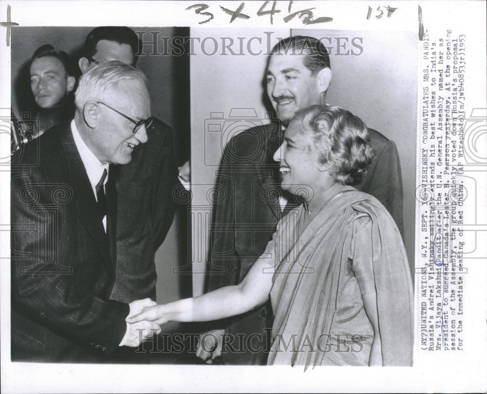 1953 Press Photo United Nations Pandit Red China - Historic Images