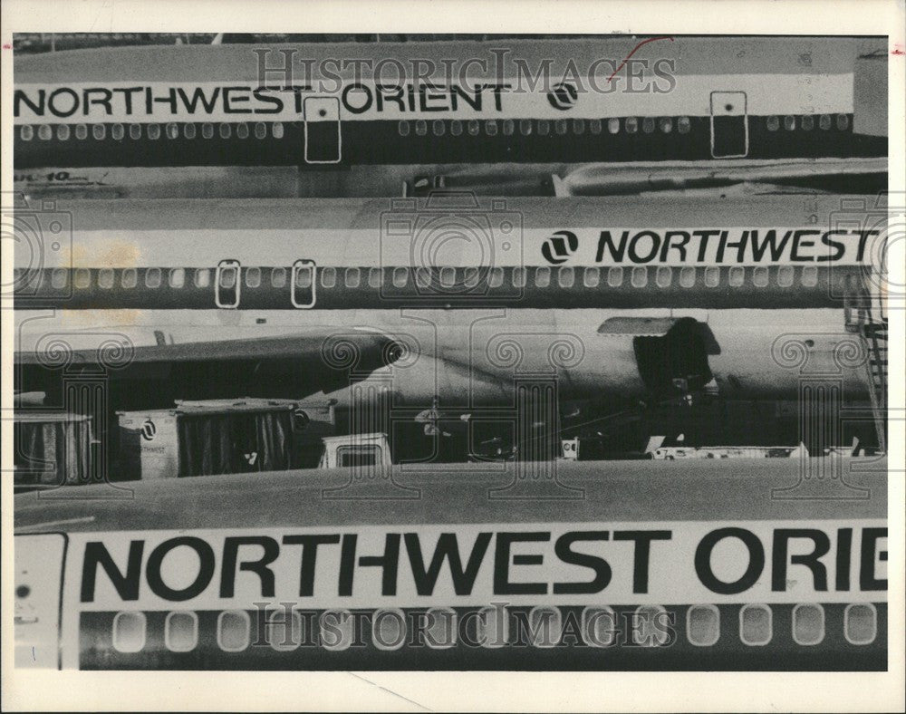 1987 Press Photo Detroit Metro Airport Northwest Bags - Historic Images