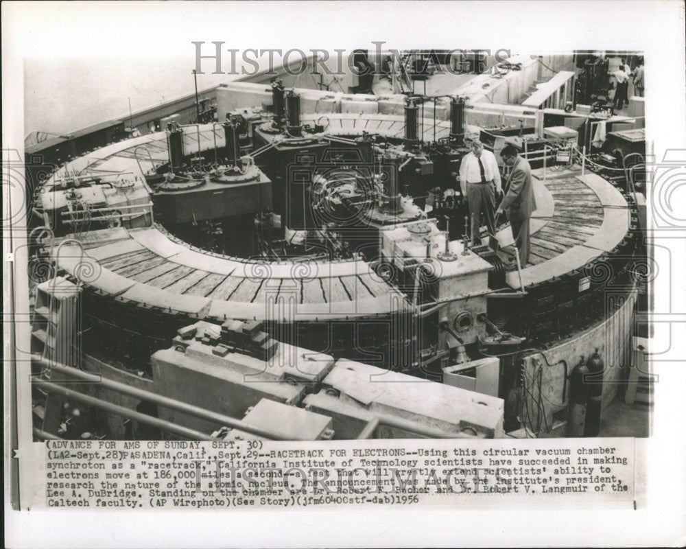 1956 Press Photo racetrack for electrons scientists - Historic Images