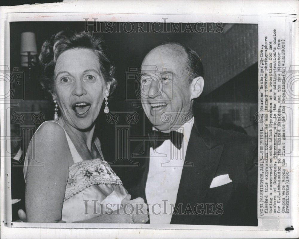 1961 Press Photo Sen.Maurine Neuberger Adlai Stevenson - Historic Images