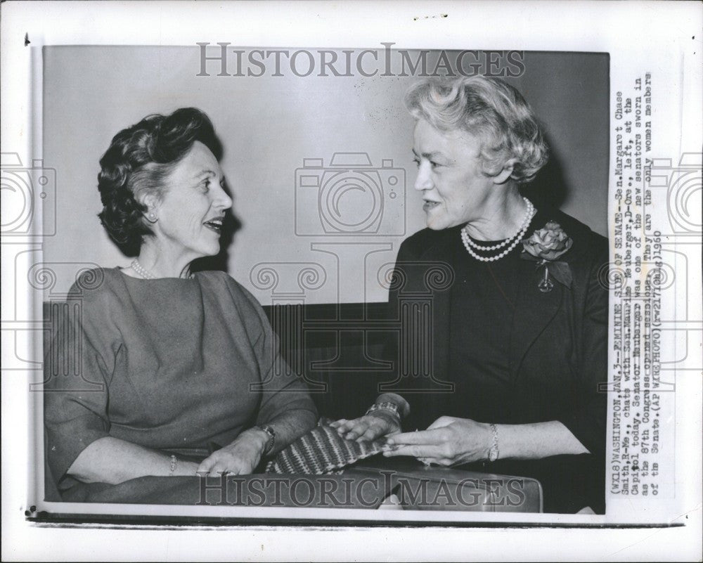 1961 Press Photo Margaret Chase Smith Maurine Neuberger - Historic Images