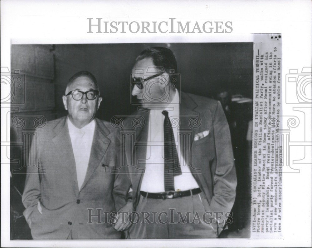 1963 Press Photo Pietro Nenni Mancini Rome Socialist - Historic Images