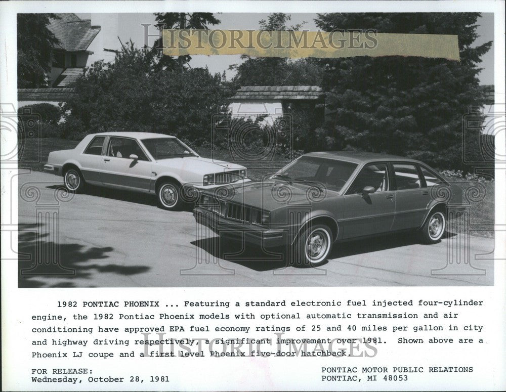 1981 Press Photo Pontiac Automobile 1982 Phoenix - Historic Images