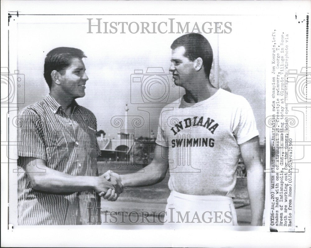 1960 Press Photo Olympics 1960 Rome swim US Australia - Historic Images