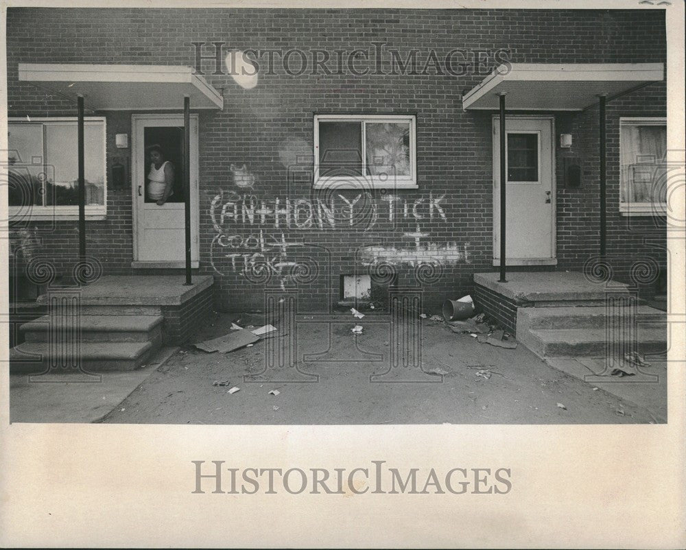 1974 Press Photo Jeffries Housing Project Detroit Trash - Historic Images