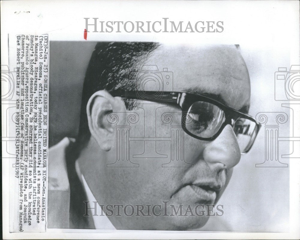 1967 Press Photo Gen. Anastasio Somoza Nicaragua - Historic Images