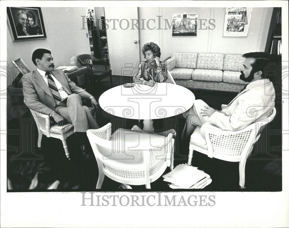 1983 Press Photo Frank Smith, Joyce Garret, Dennis Rase - Historic Images