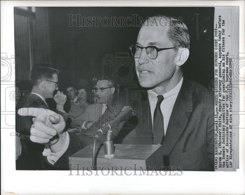 1961 Press Photo Byron R. White before the Senate - Historic Images