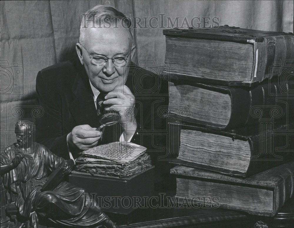 1956 Press Photo Dr. Fisher studying Aramaic dialect - Historic Images