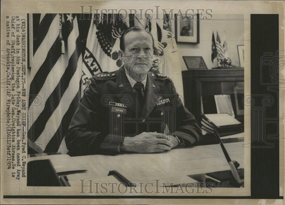 1974 Press Photo Fred C.Weyand Army Chief General - Historic Images