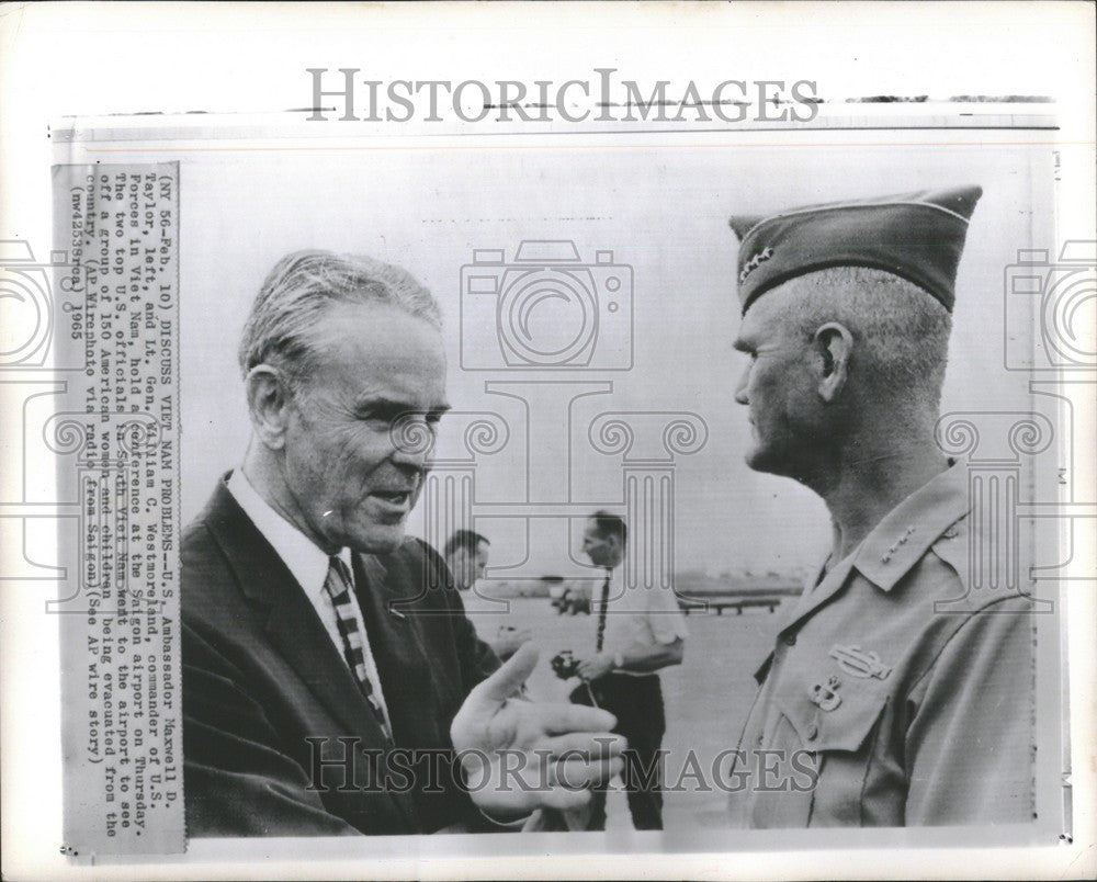 1965 Press Photo maxwell d taylor william westmoreland - Historic Images