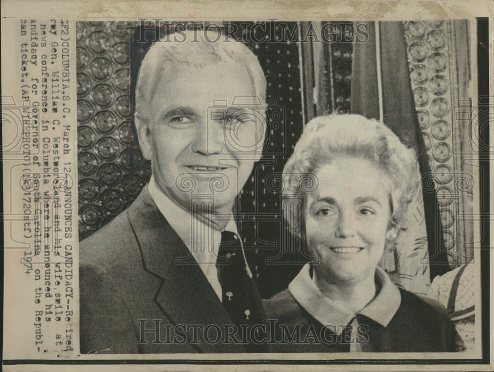 1974 Press Photo Westmoreland election governor SC GOP - Historic Images