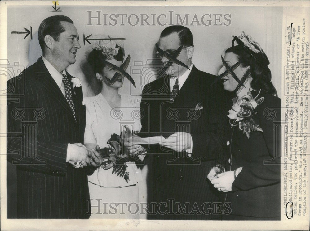 1945 Press Photo actor James H Dunn weds Edna Rush - Historic Images