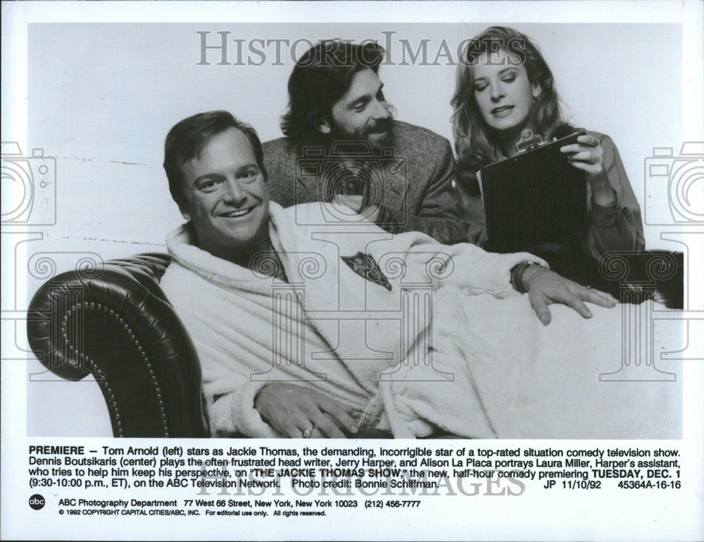 1992 Press Photo Tom Arnold Alison La Placa Boutsikaris - Historic Images