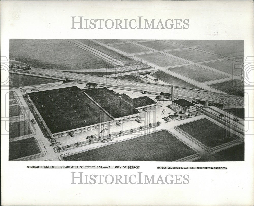 1948 Press Photo Street Railways Bus Terminal Detroit - Historic Images