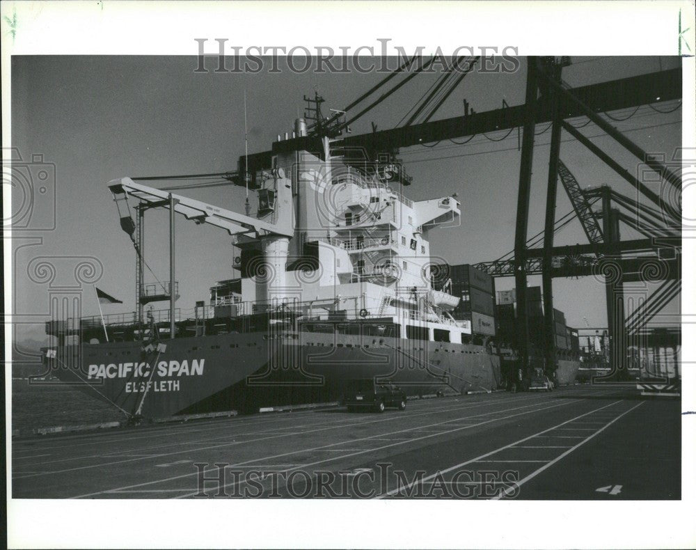 1991 Press Photo Pacific Span freigher ship Germany - Historic Images