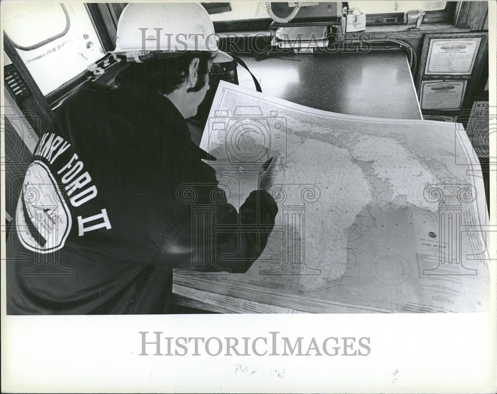 1978 Press Photo Shipping Great Lakes Jack Callahan Map - Historic Images