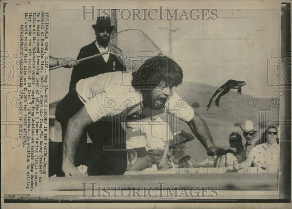 1976 Press Photo Denny Matasci frog world record - Historic Images