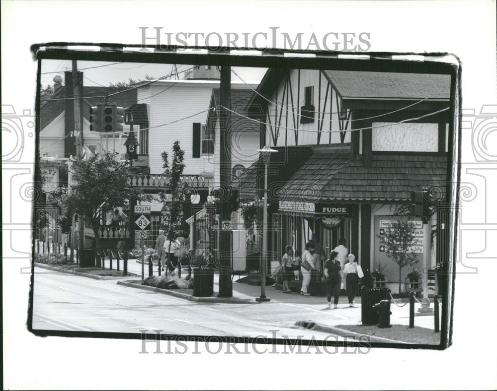 1990 Press Photo Frankenmuth Michigan Main Street Shops - Historic Images