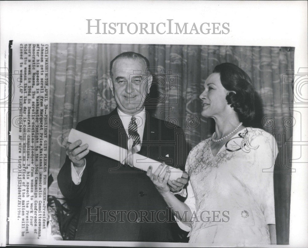 1964 Press Photo Pres Johnson Margaret Price Democrats - Historic Images