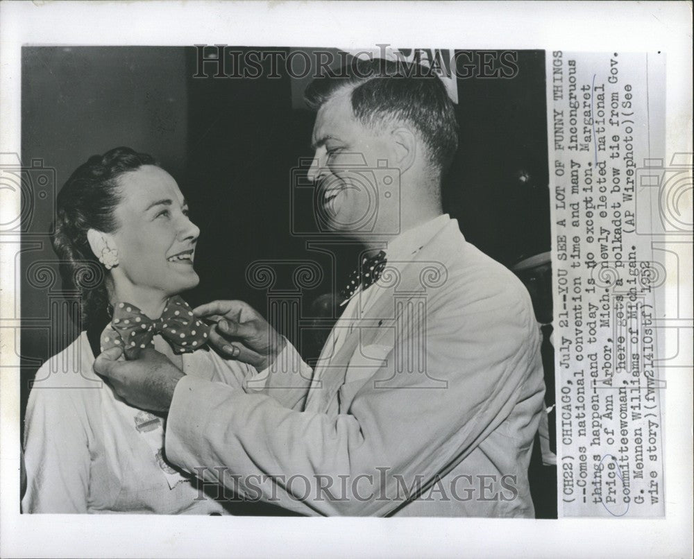 1952 Press Photo Margaret Price Gov Mennen Williams - Historic Images