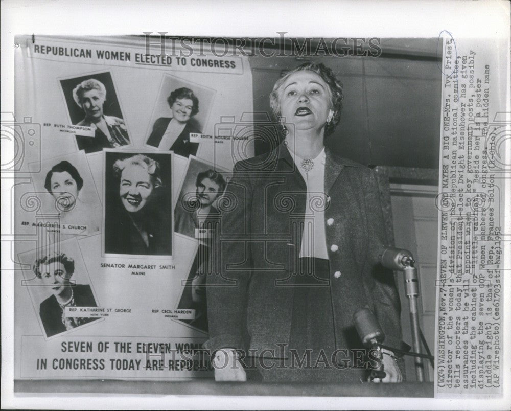 1952 Press Photo Ivy Priest womens division Republican - Historic Images