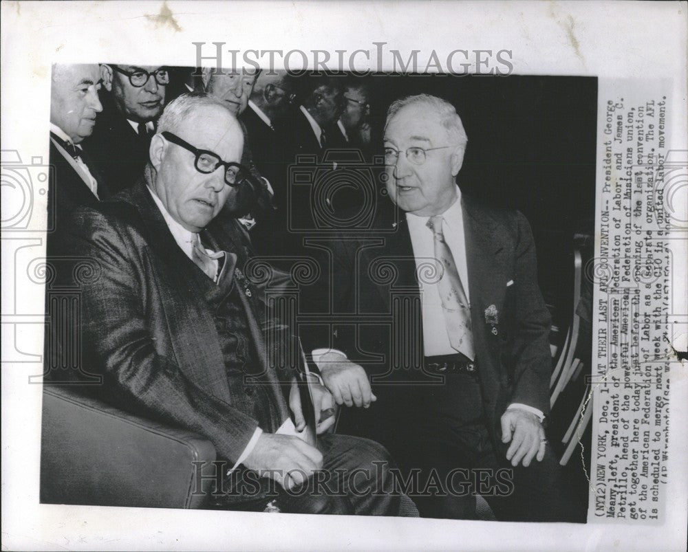 1955 Press Photo George Meany James C. Petrillo union - Historic Images