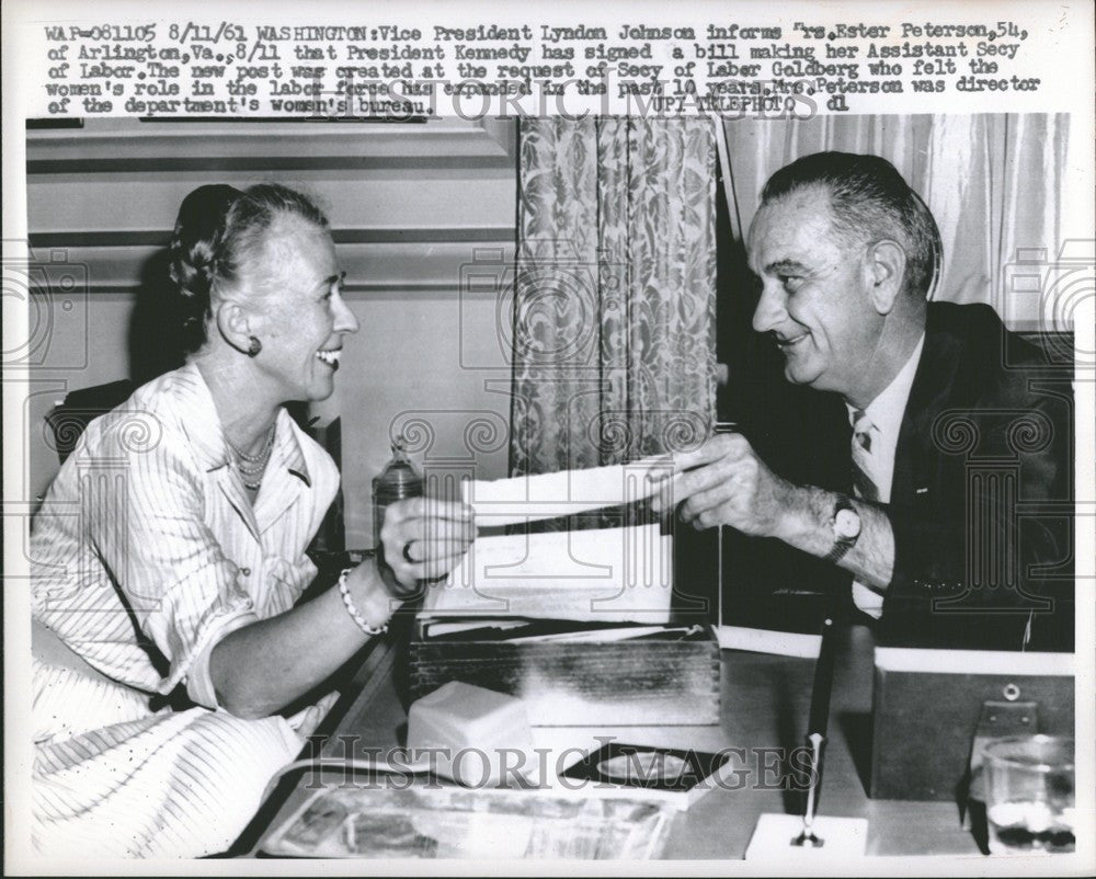 1961 Press Photo lyndon johnson secy of labor - Historic Images