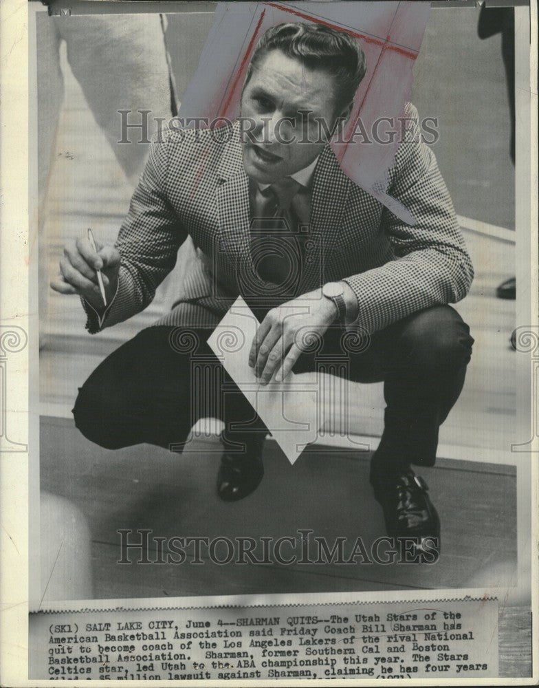 1971 Press Photo Bill Sharman American Basketball Assoc - Historic Images