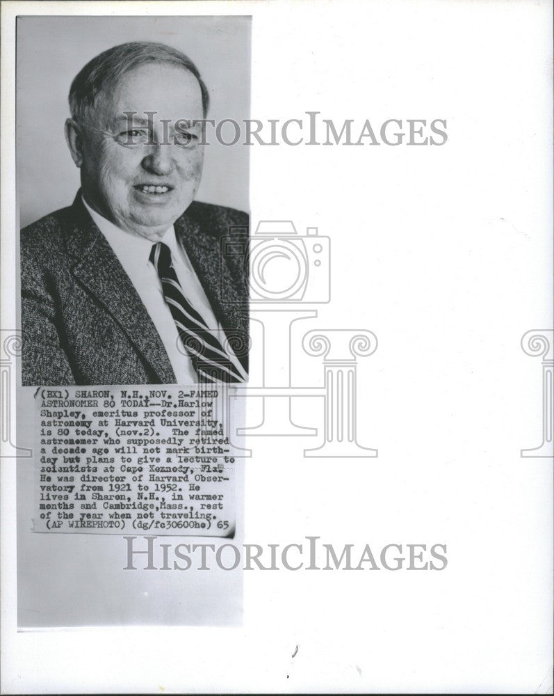 1965 Press Photo Dr. Harlow Shapley astronomy professor - Historic Images