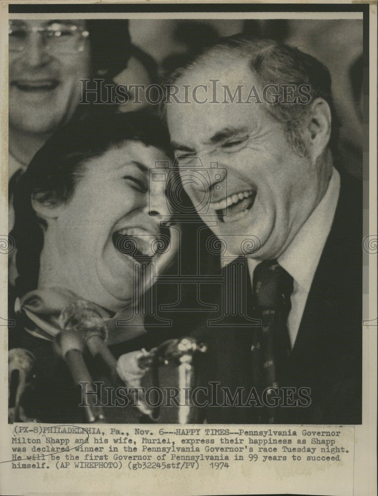 1974 Press Photo Milton Shapp Governor PA Muriel Shapp - Historic Images