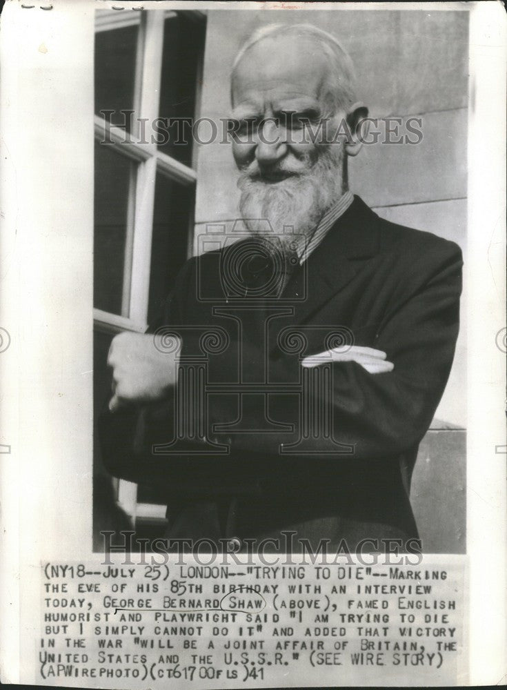 1941 Press Photo george bernardshaw famed humorist - Historic Images