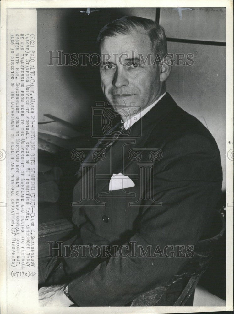 1942 Press Photo Clark Shaughnessy coach innovator - Historic Images